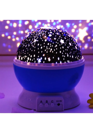 Renkli Yıldızlı Gökyüzü Yansıtmalı Dönen Projeksiyon Gece Lambası Çok Renkli