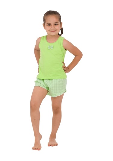 The Don Anne-Kız Fıstık Yeşili Kız Çocuk Şort Takımı (2-8 Yaş)