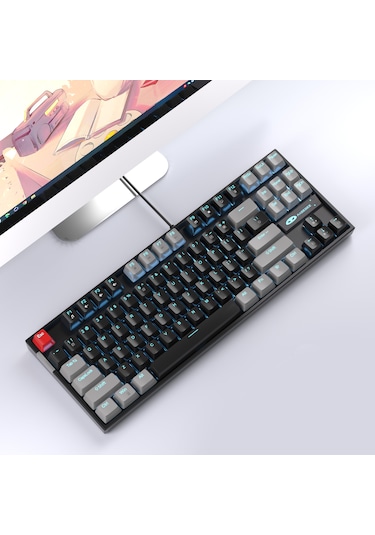 Magegee Mk-star 87 Tuş Red Switch Gri-siyah Kablolu Türkçe Q Mekanik Gaming Klavye