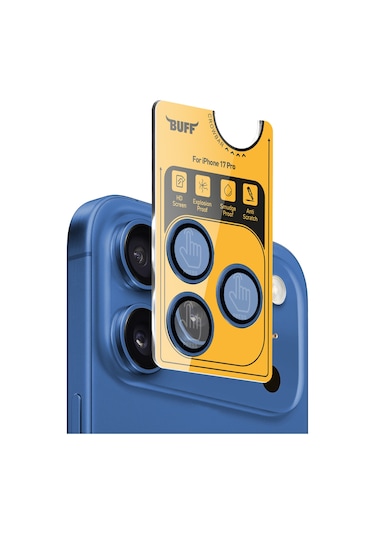 Buff Apple Uyumlu iPhone 17 Pro Metal Kamera Lens Koruyucu Blue Mavi