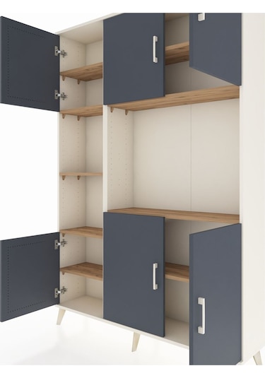 Arges Dolap 9 Raflı 6 Kapaklı 132x30x195 Aytaşı-antrasit/çam Aytaşı