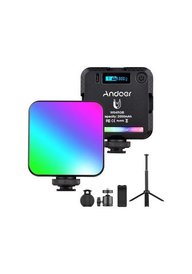 Andoer W64 Rgb Video Konferans Cep Rgb Led Video Işık Kiti Siyah Siyah