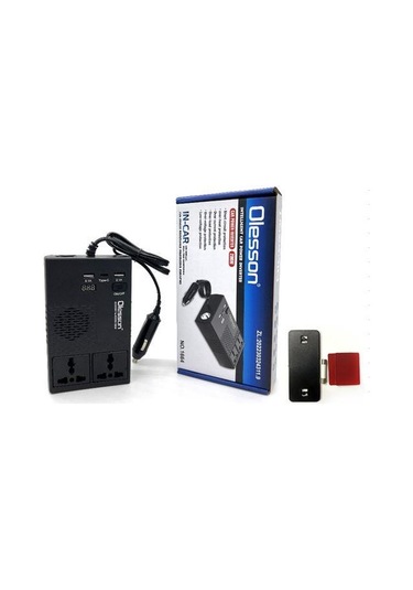 Ayt Olesson 1664 Dc 12-24v 200w Oto Araç Power İnverter 1x Çakmak Girişi 1x Type-c 2x Usb 2x 220v Üniversal Priz