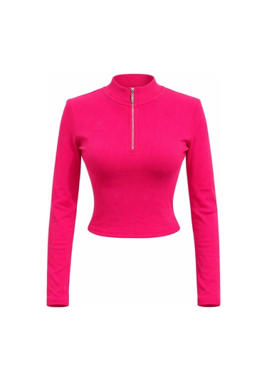 Mixray 4177 Kadın Kısa Body Bluz Fuşya FUŞYA