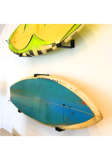 Vkemall Demir Çok Amaçlı Duvarlı Askı, 4 Adet, Yoga Matı-snowboard-surfboard Saklama, Vida İle Sabitlenir, Sağlam Montaj Siyah