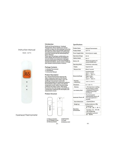 Wezone Beyaz Dijital Enstrüman: Vücut, Gıda Ve Odalar İçin Dokunsuz Kızılötesi Sıcaklık Ölçer - 1 Saniye Ölçüm, Çift Birim, 32 Hafıza, Pil Yok