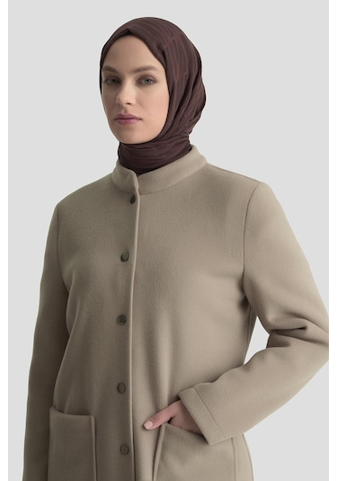 Armine Hakim Yaka Kaşe Kap 25kd1124 Camel Camel