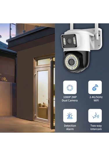 Wifi Güvenlik Kamerası Çift 1080p 2mp Çift Kamera 2.4g/5ghz Wifi Ev Güvenliği Algılama Alarmı İki Yönlü İnterkom Uygulama:yoosee