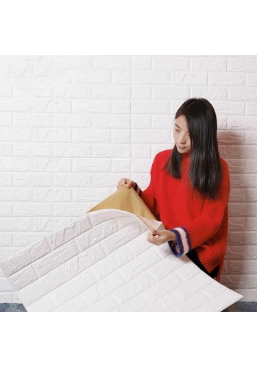 Sones 2 Adet Kendinden Yapışkanlı Su Geçirmez Tv Arkaplan Tuğla Duvar Kağıtları 3d Duvar Sticker Oturma Odası Duvar Kağıdı Duvar Resmi Yatak Odası Dekoratif Stickerlar, Boyutlar: 70cm X 77cm Gümüş Gri Diğer