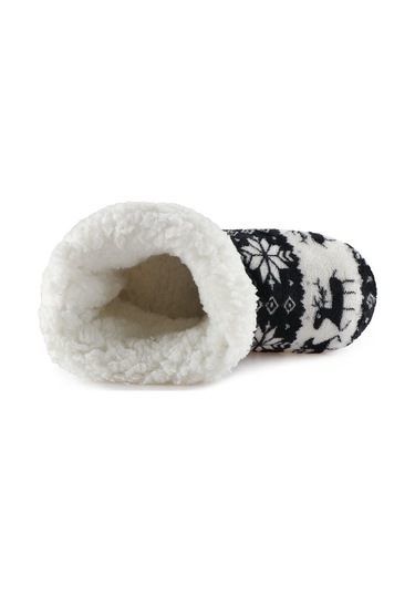 Ev Terliği / Yüksek Topuklu Sıcak Noel Terliği - Gri Sabah Terliği