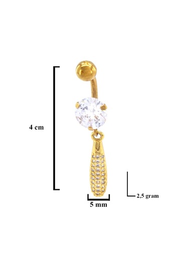 Ferizz Altın Kaplama Zirkon Taşlı Piercing Prc-123