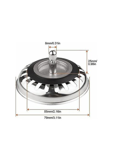 Klasik Süzgeç Tepsisi Çapı 78 Mm, 2'li Paslanmaz Çelik Mutfak Gider Filtresi Seti, Mutfak Ve Banyo İçin Evrensel Gider Filtresi