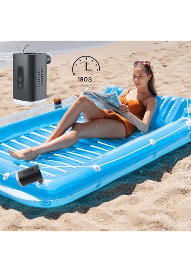 Samdoo Siyah Taşınabilir Elektrikli Hava Pompa, Inflasyon-deflasyon, 4 Uç, Kamp Lambası, 2400mah Li-poly Batarya, Abs, Dış Mekan Kullanıma Uygun