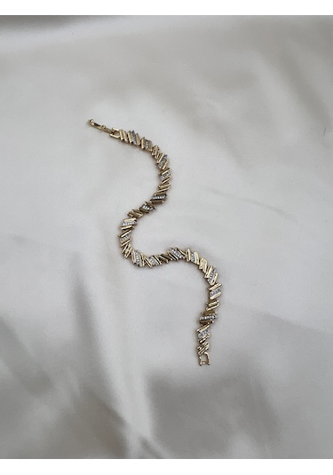 İthal Vip Zirkon Taşlı Ritim Bileklik Altın - Gümüş