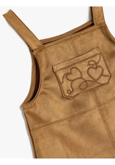 Koton Nakış Detaylı Suni Süet Jile Elbise Deve Tüyü 5wmg80028ak Taba