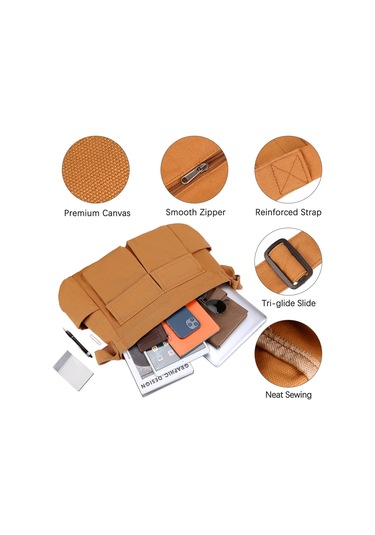 Skycity Erkek Ve Kadın İçin Günlük Kullanım Çapraz Çanta, Büyük Kapasiteli Sade Desenli Kumaş Sırt Çantası, Ayarlanabilir Omuz Askısı Kahverengi