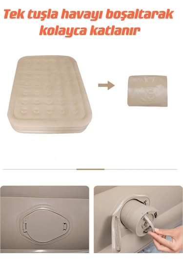 Shufa Şişme Kendinden Elektrikli Pompalı Yatak 152x198x40 Cm Krem