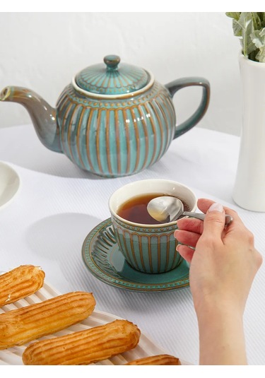 Dolana Vintage Desenli Hediye Çay Ve Kahve Kupası 250 Ml Fincanlı 327315983 MAvi