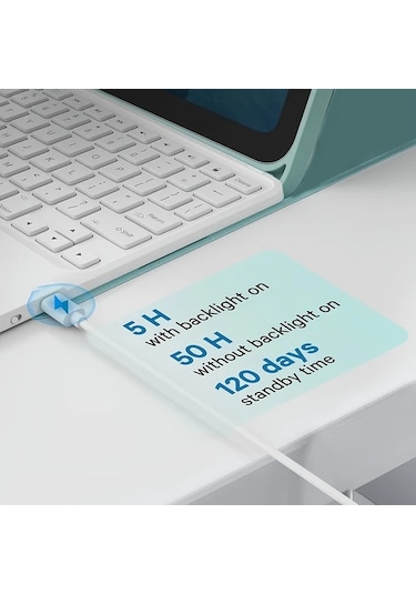 Honeybeeshop Yeşil İpad Uyumlu Pro 11 Ve Air4/5/6 10.9 İçin Klavyeli İpad Uyumlu Kılıfı 7 Renkli Aydınlatmalı Çıkarılabilir Tablet Klavyesi Ve Dokunmatik Ped İle Kalem Tutuculu