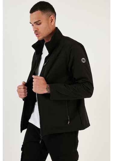 Buratti Su Itici Slim Fit Dik Yaka Softshell Ince Erkek Mont 649003 Siyah
