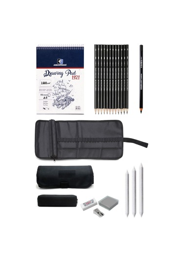 Eskiz Defteri A5 120 Gr 50 Yp Cretacolor Dereceli Kalem Studioline Çantalı Eskiz Çizim Seti