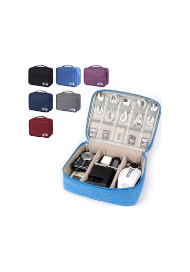 Mor Şarj Cihazı Elektronik Organizatör Seyahat Dijital Cihaz Sabit Disk Kozmetik Seti Taşıma Çantası