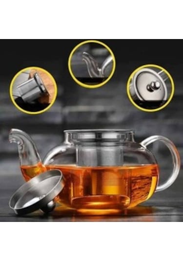 EPİNOX BOROSİLİKAT CAM DEMLİK 600 ML - ÇELİK SÜZGEÇ (CD-600M) Şeffaf