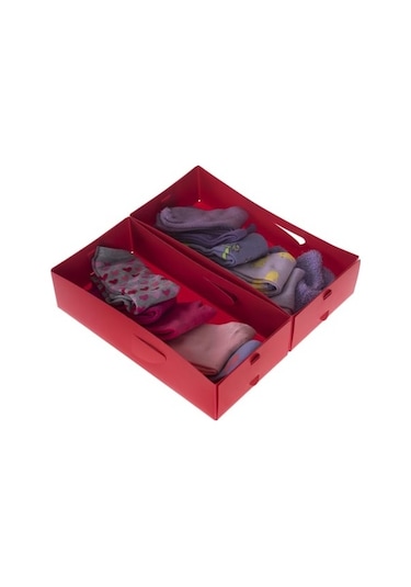 Çekmece İçi Düzenleyici 2 Adet Kutu Kırmızı 30x15x7cm