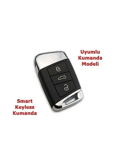 Volkswagen Passat B8 Arteon Smart Siyah Oto Anahtar Kumanda Kabı Kılıfı Nano Siyah Gümüş Silver Renk