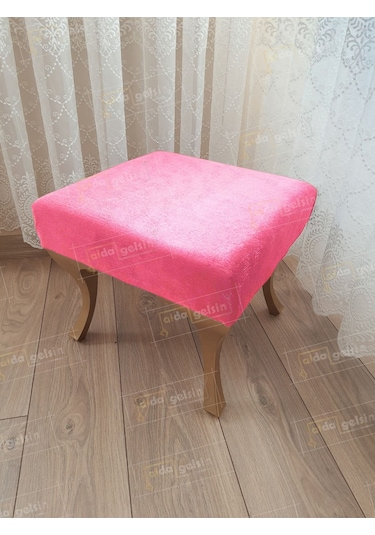 Ayak Ucu Kapı Önü Antre Düz Bench Puf Gold Ayak Pembe