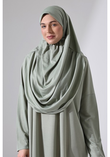 Başörtülü Tek Parça Namaz Elbisesi - Mint Yeşili - 5015 Mint Yeşili