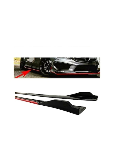Skoda Karoq 2017+ Kırmızı Şeritli Renkli Yan Marşpiyel 2 Adet Piona Black