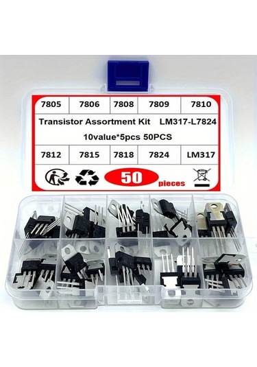Topshop1 10 Çeşit 7805-7824 Lm317 Transistör Gerilim Regülatörü Kiti 50 Parça