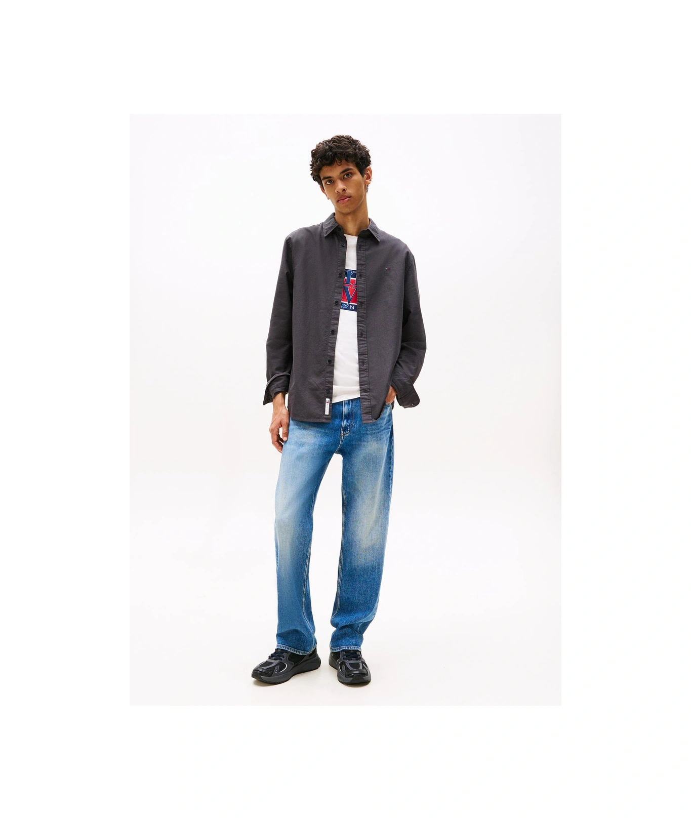 Regular Fit Antrasit Düz Erkek Gömlek Dm0dm21298bds Tjm Reg Oxford Shırt-10954 Antrasit