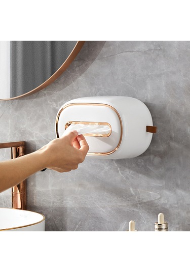 Gajeena Masaüstü/duvar Takılı İç Springli Kağıt Havlu Kutusu - Modern Stili Pet+abs Malzeme - Ev Ofis Kullanıma Uygun Beyaz