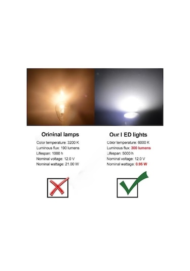 Sisa BA15S 1156 12 Cob Led Sinyal Stop Geri Vites Ledi 2 Adet