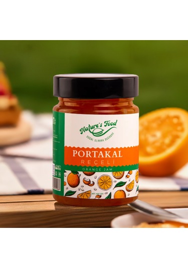 Portakal Reçeli Premium Series 400gr Cam Şişe %65 Portakal Doğal İçerik Doğal Tat Nature's Food