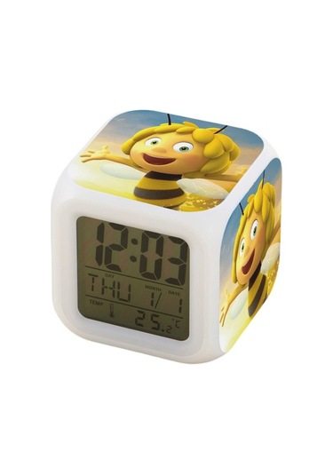 Besthome1 7 Renkli Led Kare Dijital Saat - Beyaz, 12 Saatli Alarm Ve Renkli Işık Seçenekleri