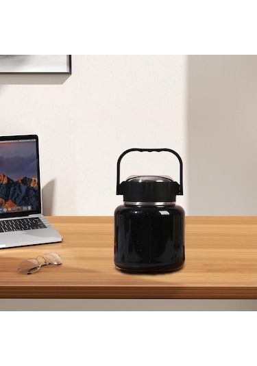 Çelik Mama Termosu Sıcak Veya Soğuk Yiyecekler İçin Öğle Yemeği Termosu 500 Ml Siyah