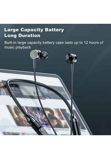 Skycity Siyah Boya 5.1 Sürüm Bluetooth Boyun Kordonlu Kulaklık, 10m Aktarım Mesafesi, 13-15 Saat Sürekli Çalma Süresi, Manyetik Silikon Uyumlu Spor Kulaklık