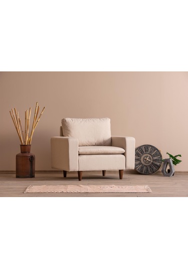 Lungo Modüler Berjer - Krem Keten Krem