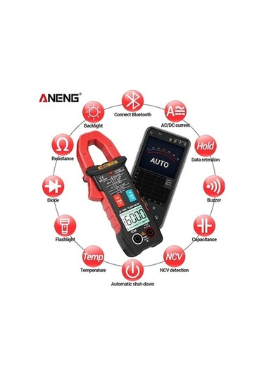 Moly Aneng St207 Dijital Profesyonel Bluetooth Pen Metre, 6000 Sayım Dc/ac True Rms Multimeter Korumalı