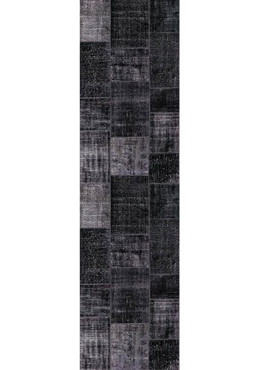 Jazz Patchwork Desenli Dokuma Taban Dekoratif Siyah Halı (Al 81)