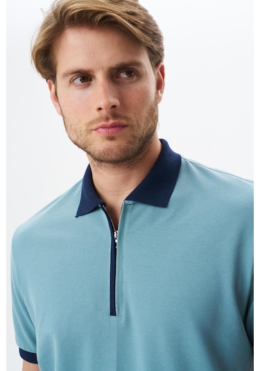 Arma Erkek Regular Fit Basic % 100 Pamuk Pike Fermuarlı Polo Yaka Tişört Y29374354302 Mavi-m24 Mavi