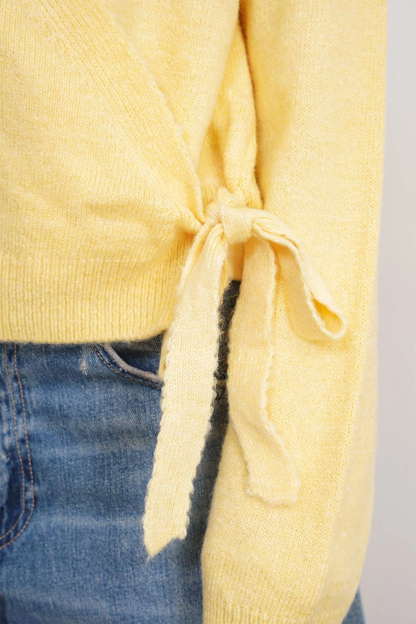 6959 Kadın Fiyonklu Triko Hırka Sarı Sarı