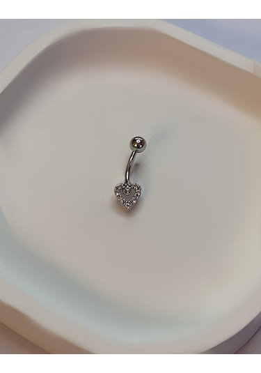 Kadın Çelik Kalp Model Piercing Gümüş