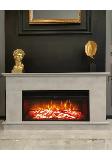 Dlc Large Penida Retro Beton Desen 1800 Watt Dekoratif Elektrikli Şömine