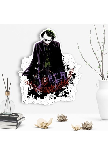 Dekoratif Joker Tasarımlı Ahşap Duvar Saati - 3 Çok Renkli