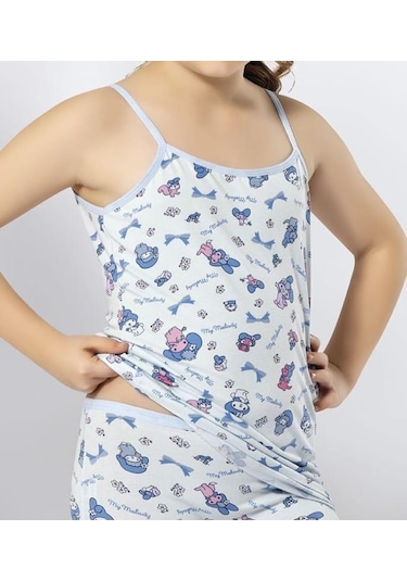 Kota 3405 Kız Çocuk Renkli Desenli İp Askılı Atlet 6 Adet 001