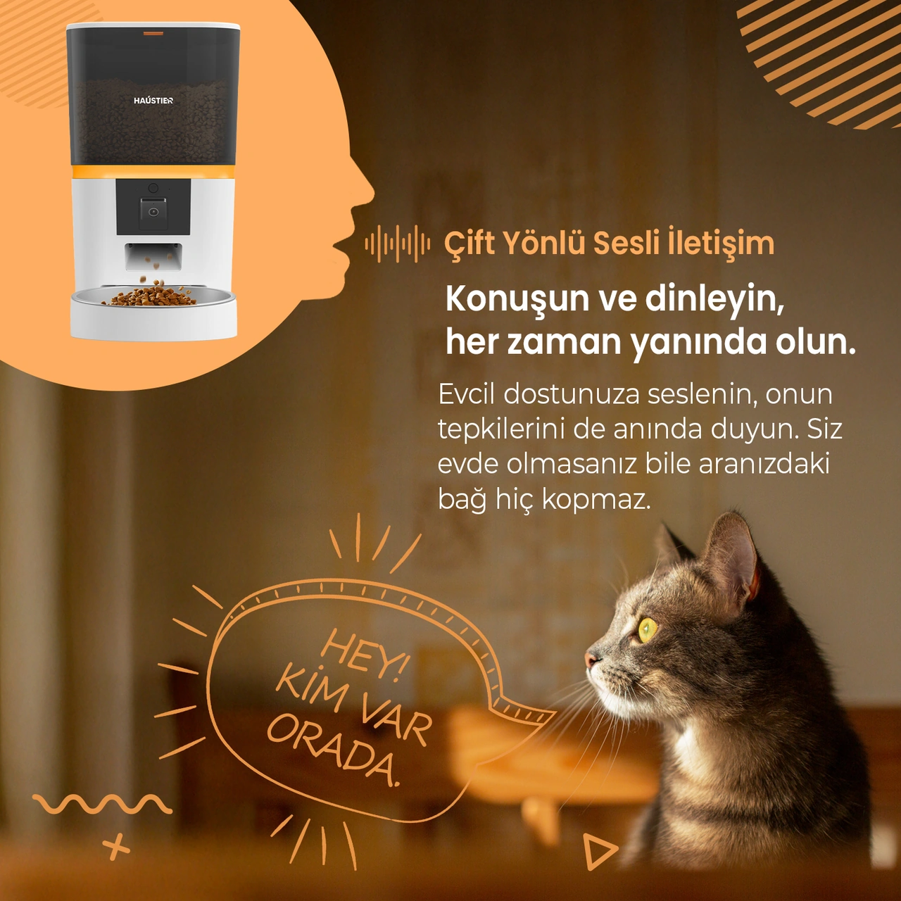 Haustier Qq009 1080p Fhd Kameralı, Akıllı Kedi Mama Kabı